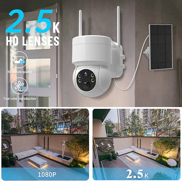 Eco4Life PTZ Security Camera 2304 × 1296 Video Color Night Vision Solar Powered Cloud & Local Storage Outdoor Use