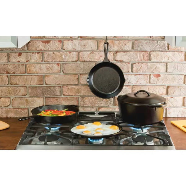 5-Piece Cast Iron Cookware Set – Dutch Oven & Skillet Cooking – All Cooktops & Oven-Safe – Black Finish